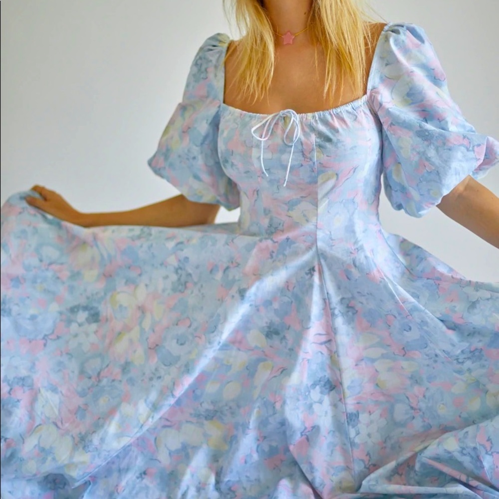 Selkie Day Dress Size L, Monet Pastel Print